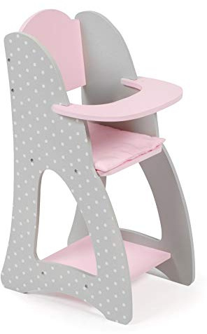 Bayer Chic Chaise haute pour poupées Puntos Grey accessoires pour poupée, gris/rose