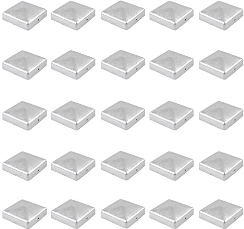 Baumarktplus 25 Stück Pfostenkappe Pyramide verzinkt 9x9 cm | Abdeckkappe für 9x9 cm Pfosten, Produktabmessung 91x91 mm