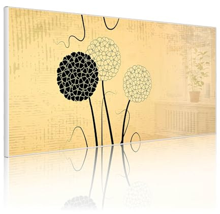 banjado Magnettafel Metall 78 x 37cm - beschreibbare Magnettafel - Metall Pinnwand als Memoboard - Magnetwand Küche, Büro, Kinderzimmer Weiß inkl. 4 Magnete & Montageset - Motiv Zwiebel Vintage