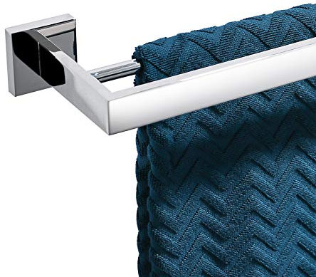 TURS Asciugamano doppio palo 60CM/23,6IN Portasciugamani da Parete SUS 304 in acciaio inox portasciugamani telo bagno mensola con doppio stelo quadrato portasciugamani rack a parete, finitura lucida