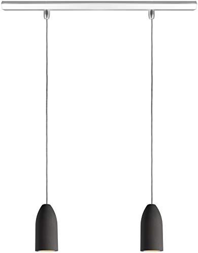 Buchenbusch urban design Beton Deckenlampe zweiflammig dark edition, Lampe Wohnzimmer Hängeleuchte mit Textilkabel Grau