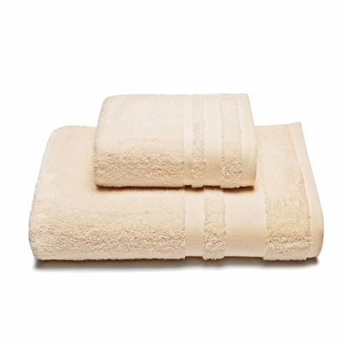 Caleffi – Juego de Toallas Baño 100% Algodón – Set 2 Piezas: 1 Toalla Lavabo 50x100 cm + 1 Toalla Invitado 40x60 cm – Suaves, Absorbentes y Lavables - Toallas Baño Completo - Ducha