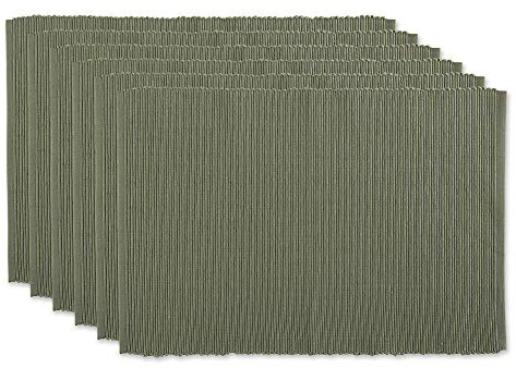 DII Basic Everyday Gerippte Tischset 100% Baumwolle Tischset 13x19 Artischocke 6-teilig