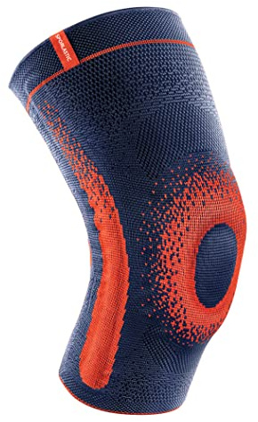 SPORLASTIC GENU-HiT SUPREME Kniebandage, Kniestütze, Orangeblue, Gr. 3 | Für rechts & links, Patellaring, Seitenstabilisatoren, 3D-Silikonprofil, Meniskus, Sportverletzung, Kniearthrose, ergonomisch