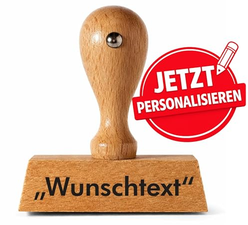 Individueller Holzstempel einzeilig 5 cm personalisiert mit Wunschtext online gestalten verschiedene Schriftarten Textstempel Adressstempel Namensstempel DIY Büro Hochzeit Basteln