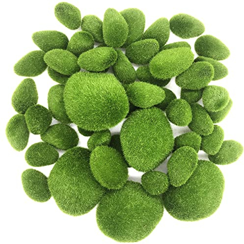 Woohome Muschio Artificiale Set, 50 Pz Muschio Rocce Finto Muschio Artificiale Rocce e Simulazione Coccinella, Finto Muschio Decor per Giardini Fatati e Artigianato