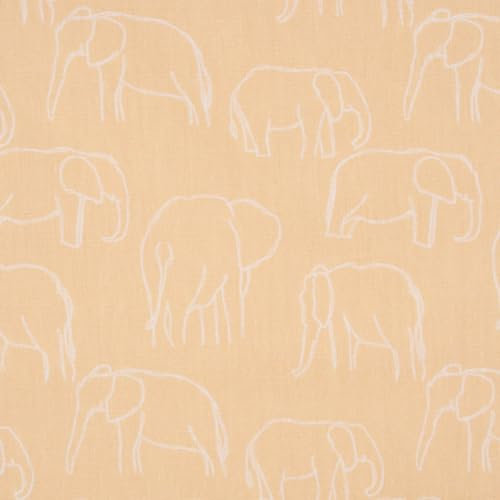 SCHÖNER LEBEN. Baumwollstoff Popeline Elefant abstrakt hellgelb weiß 1,45m Breite