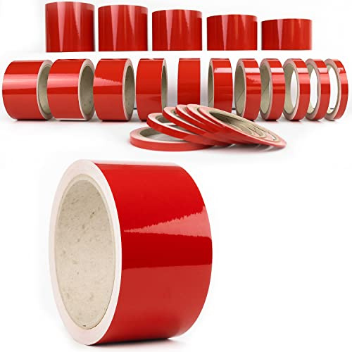 Auto Zierstreifen Rot Glänzend Folienstreifen Autodekor Folie Red Shiny Pinstripes Boot Basteln Modelbau (60 mm)