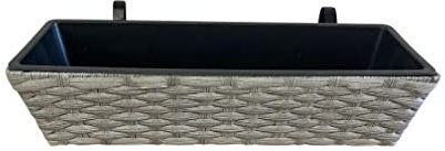 CB Home & Style Pflanzkasten 60 cm Rattan Balkonkasten Blumentopf Balkonkasten (Hellgrau)