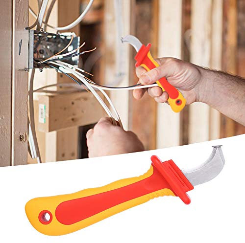 Cuchilla para Pelar Cables Cuchilla para Pelar Cables, Aislamiento Cuchilla para Pelar Cables, Pelado Manual Pelacables Aislado de Plástico, Pelacables Herramienta Manual con Mango Ergonómico