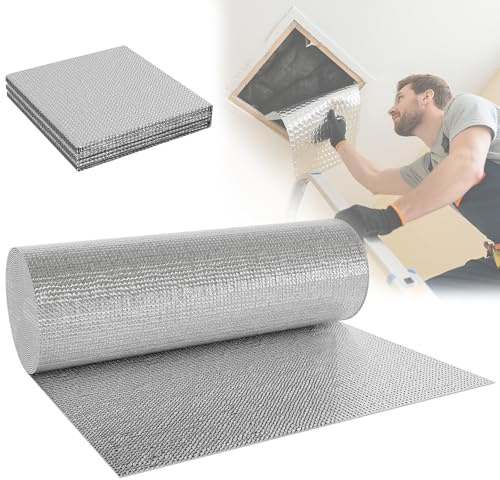 Froadp 1x10m Isolierfolie Dämmfolie Doppelte Alu Luftpolsterfolie Thermofolie Heizkörper Reflexionsfolie Blasenfolie Dämmstoffe Isolierungsfolie für Dächer Wände und Böden Wärmehaltung