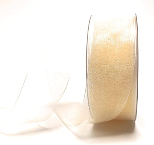 s.dekoda Schleifenband 50m x 40mm Creme Organza Chiffon Geschenkband Organzaband [1350-102]