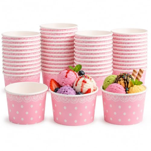 DOITOOL 100PCS Ice Cream Sundae Cups for Jelly Pudding Yogurt Treats, Paper Yogurt Dessert Bowls for Birthday Parties, Weddings, Family Camping