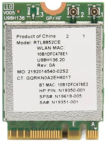ASHATA WiFi 6E Wireless Karte, für RTL8852CE WiFi Karte, 5374 Mbit/s NGFF WiFi 6E 3 Band Wireless Modul 2,4G 5G 6G WiFi Adapter mit BT5.3 Low Delay für Computernetzwerke