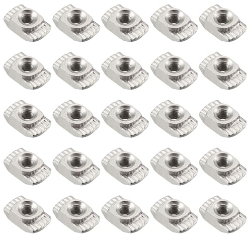 25 Stück 2020 Serie T Nut Nutensteine, M5 Hammer Kopf Befestiger Drop in T-Nut Mutter für 2020 Serie Aluminium Extrusion Profil