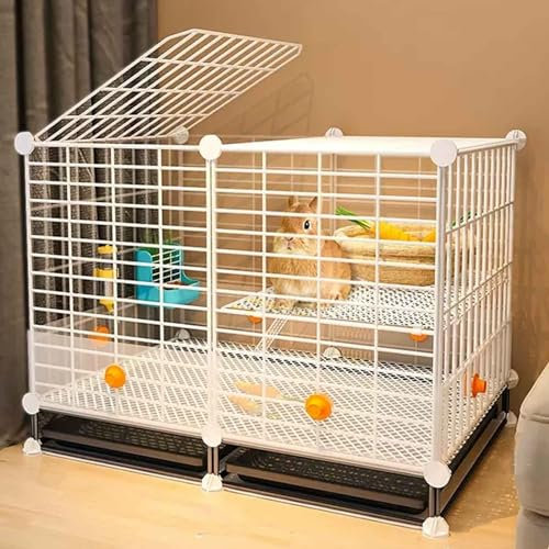 Hasenkäfig Innen Groß, KaninchenkäFige Meerschweinchen Käfig Mit Füßen Und Abfallbehälter, Kleintierkäfig, Hasengehege Doppelschicht-Design, Einfach Zu Montieren(75 * 39 * 58-a)