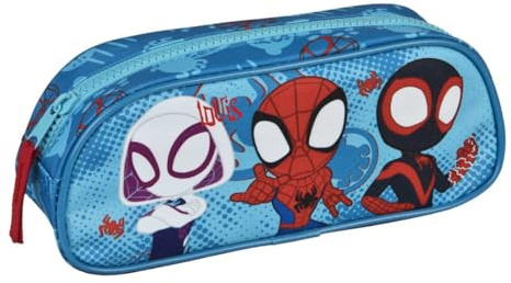 minimutz Trousse Spidey pour fille et garçon – Personnalisable avec nom – Trousse à crayons pour l'école et la maison, Spidey - Bleu, Trousse d'écolier