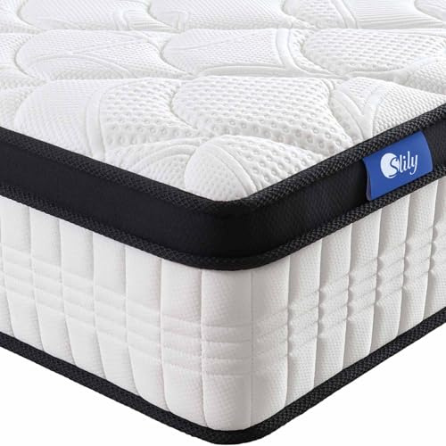 slily 12 Inch King Size Mattresses 5ft for Back Pain Relief, Hybrid Pocket Sprung Memory Foam Mattress with Cool & Supportive, 7-Zone Medium Firm Mattress, 30cm Deep 150 X 200 cm