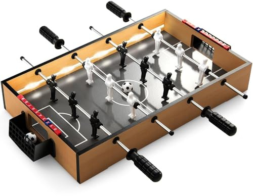 Maxmass Table Top Football Game, 23’’ Wooden Soccer Games Table with with LED Lights, 12 Football Players, 2 Footballs, 2 Scoreboards, Indoor Mini Foosball Table Game for Family Gathering Party
