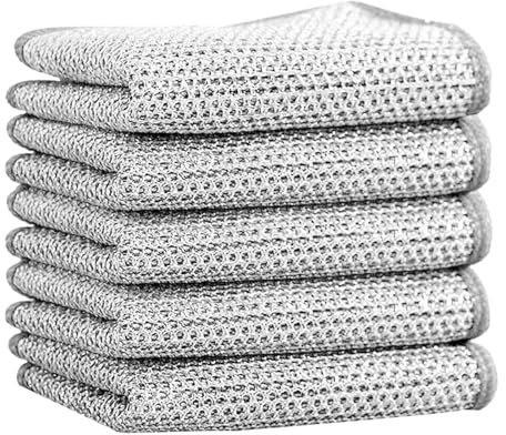 Chiffon de nettoyage en fil d'argent, chiffon de nettoyage en fil d'acier, torchon à vaisselle, chiffon à récurer, chiffon de cuisine, chiffon de nettoyage absorbant (10 pièces)