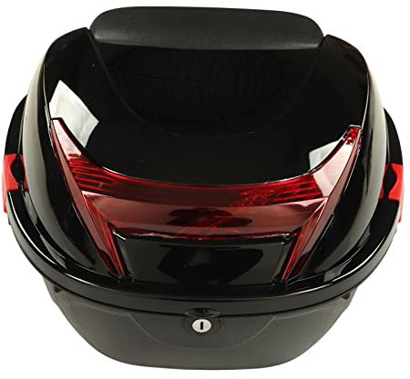 Fabater Motorrad-Topcase, Motorrad-Heckbox, Heckbox, Kofferraum-Träger, wasserdichte Abschließbare Moto-Topbox für Motorräder, Klassisches Design (Schwarz groß, Höhe: ca. 42 cm)