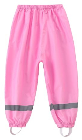 Dioshark Pantalones de Lluvia para Niños con Reflectantes Pantalón Impermeable Finos Rosa Ligeros Pantalones de Barro Transpirable Montaña Aire Libre Holgado Sobre Pantalones Nieve para Niñas 6-7 Años