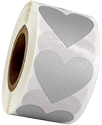 300 Stück Rolle Herz Aufkleber Kraftpapier Klebeetiketten Scrapbooking Silber