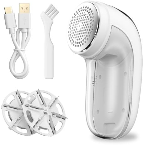 Electric Lint Remover for Clothes: Rechargeable Fabric Shaver Bobble Remover for Clothes & Furniture - Adjustable 3-Speed, 6-Leaf Blade, LED Display, USB Charging - Debobbler with Dual Protection