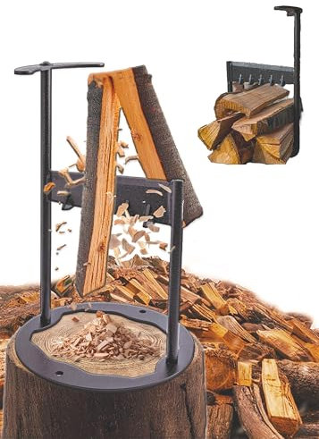 naturroller Holzspalter manuell [Blockierfrei] Ø 24 cm- Einfach & Sicher - Hand Holzsplitter Anzündholz, Feuerholz, Brennholz - zu Hause und in der Natur - Holzspalter inkl. Einleitung