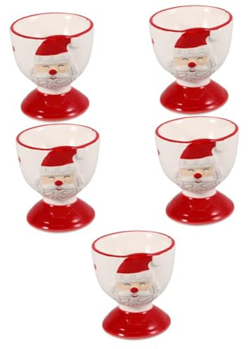 COLLBATH 5stücke Eierbecher Weihnachtsdesign Keramik Lustiger Eierhalter Für Tischdekoration Multifunktionale Eierablage Für Kleine Gegenstände Für Festliche Anlässe
