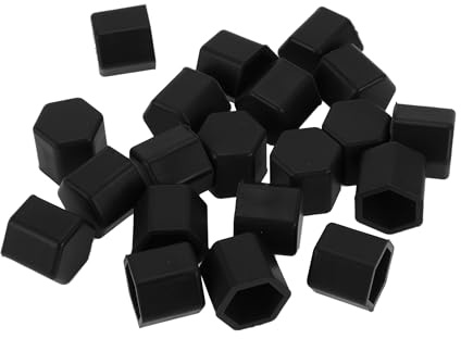 Partuto 20 Pcs Wheel Lug Nut Bolt Rims Tire Nut Screws Dust Cap Cover Nut Protection Silicone Black 2.2x17x20mm