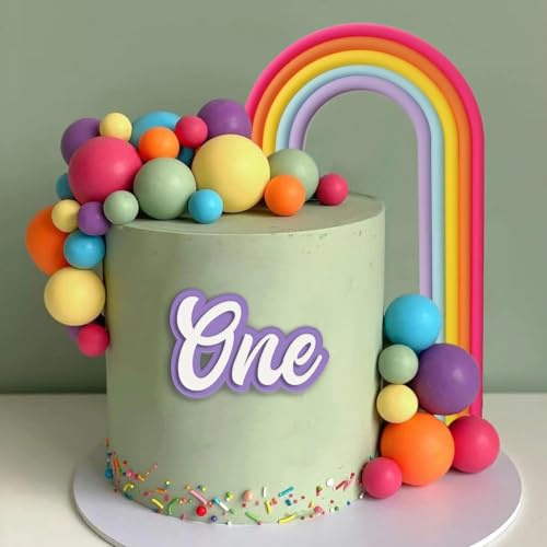 30 Stück Regenbog Tortendeko, Regenbogen Ball Kuchen Toppers für Geburtstag, Baby Shower, Hochzeit und Party