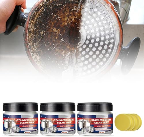 MavChanolia Stainless Steel Clean Wax,Powerful Cookware Cleaning Paste,Multi-Purpose Oil Stain Remover Cream for Kitchen,Stainless Steel Cleaner for Pots, Oven, Sink