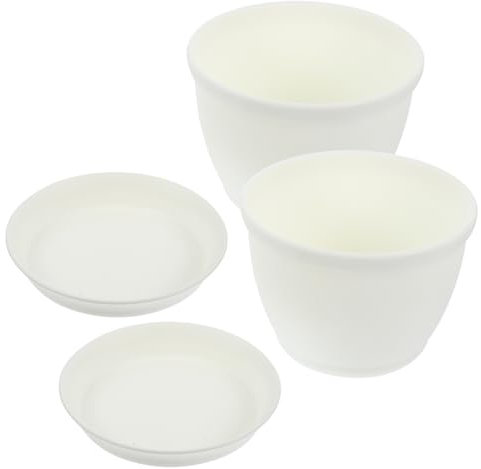 Happyyami 2er Set Blumentöpfe Mit Untersetzer Weiße Pflanzgefäße Für Sukkulenten Orchideen Und Zimmerpflanzen Moderner Blumenschmuck Für Zuhause Und Balkon