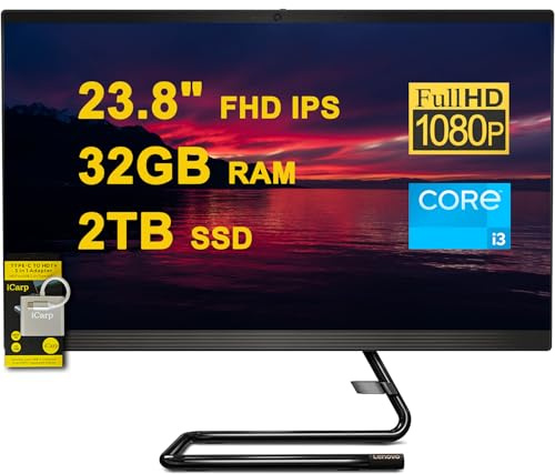 Lenovo IdeaCentre AIO 3 All-in-One Desktop 23.8 FHD IPS Anti-Glare Intel Quad-core i3-10100T 32GB RAM 2TB SSD Win10 w/ICP Accessory