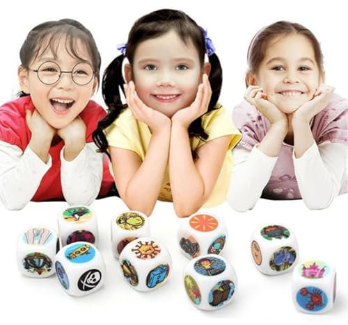 Erzählungswürfel - langlebige Kunststoff, Bildsymbole, Spielwürfel | 9 -teilige Geschichte Würfel mit endlosen Combos, interaktives Story Builder -Tool für Sprachentwicklung, Imagination Booster für K