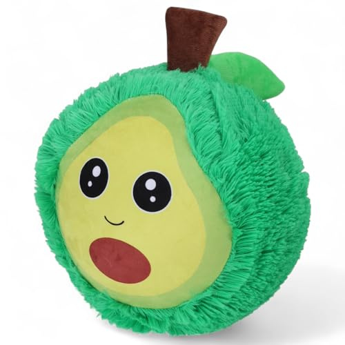 MIJOMA Plüschball Ø23cm mit Handpumpe – Kuscheliger aufblasbarer Softball – Flauschiger Ball aus Plüsch – Aufblasspielzeug für Kinder (Avocado – Grün)