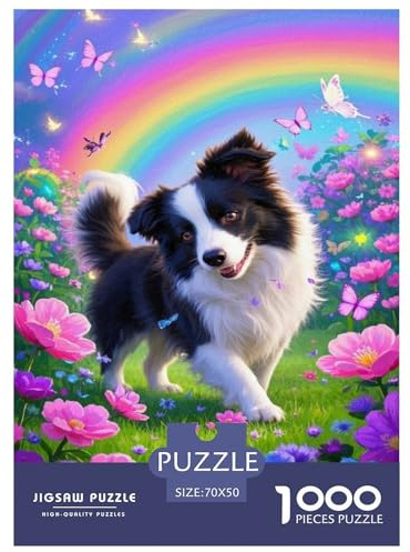 Puzzle Chien Border Collie 1000 Pieces pour Adultes,Paysage extérieur Un Jeu De Dexérité Très Difficile Puzzle Jeu ÉduChatif l'art De La Décoration Moderne 70x50cm/1000pcs