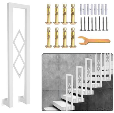 YUJEYHD Corrimano Forma di U Interne, Corrimano per Scale Ringhiera Decorativa A Rombi Corrimano Metallico A Montaggio Laterale per Corridoi, Ville, Balconi, Esterni(Size:110cm,Color:Bianco)