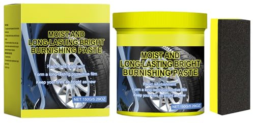KOAHDE Glart Reifenglanz Reifenglanzpaste,Mit Schwamm Reiben,150G (Schutz,Reifenreiniger,Reinigen,Polieren Autoreifen,Wasserdichtes Autoreifenwachs)