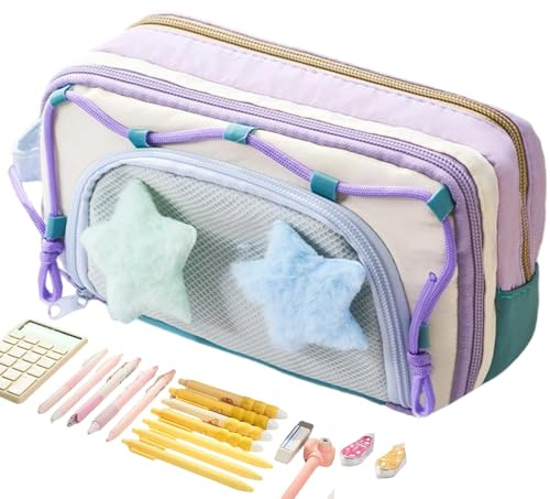 Genérico Estuche Portalápices | Bolso Organizador con Gran Capacidad,Bolsa De Estuche Escolar para Regla Goma Marcador Notas Adhesivas Universidad Viaje Cumpleaños