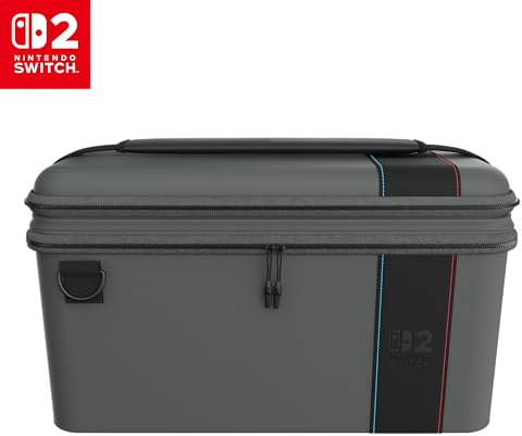 Turtle Beach PlayTrek Hartschalen-2-in-1-Reiseetui, Nintendo Switch 2 | Charcoal Black, lizenziert für Switch 2/Lite/OLED, Tragetasche, 12-Game-Card-Halter, Hülle, Aufbewahrung für Zubehör, Schutz