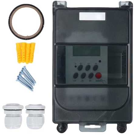 Fafeicy 7 -tägige Programmierbare Poolpumpen -Timer, 28 Einstellungen IP67 Digital Timer Box mit Kombinationsschloss für Poolpumpenfilterheizung Außenleuchten 220 V 25a