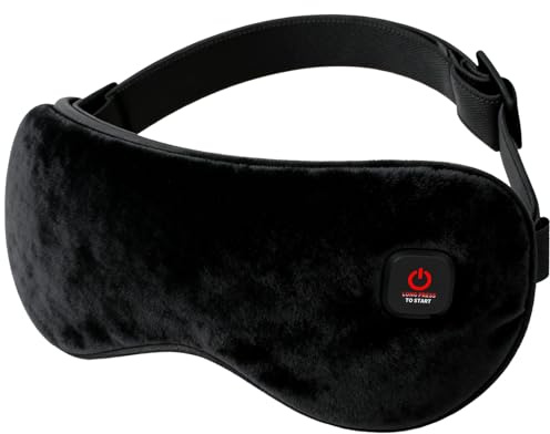 Cordless Heated Eye Mask for Dry Eyes and Fatigue Relief, 3 Heat Levels Adjustable, 1000mAh Rechargeable Battery, Infrared Warm Eye Compress for Sleeping, Washable Cover, Soft Crystal Velvet Fabric –