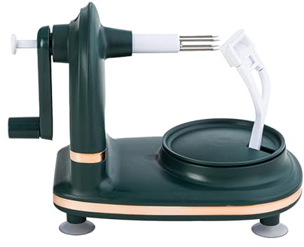 Qudinip Pelador de Frutas, Pelador Giratorio Manual, Utensilio de Cocina con 2 Cabezales Cortadores de Repuesto, Material ABS PP de Acero Inoxidable para Manzanas, Peras, Cítricos (verde oscuro)
