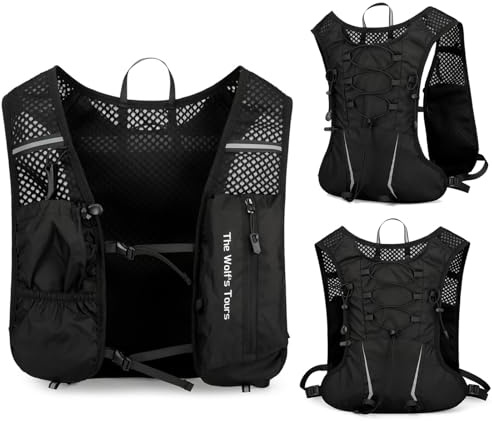 Zorbly 5L Laufweste Trinkrucksack Ultraleicht Reflektierend Verstellbar | 200g ultraleicht, atmungsaktiv, verstellbare Brustgurte, Reflektionsstreifen, 5L Laufweste Damen Herren, Laufen, Rad, Wandern