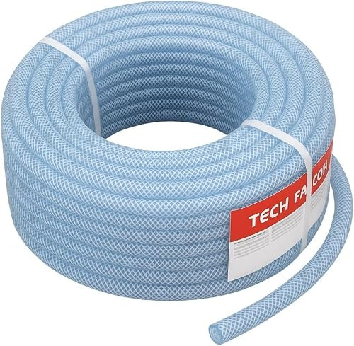 Druckluftschlauch PVC Transparent 50m (Innen Ø 10mm / Wand 2,5mm) – Gewebeschlauch 3-lagig Öl- & Benzinbeständig, Flexibler Wasserschlauch für Kompressor, Luft & Chemikalien