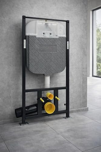 Creavit WC Vorwandelement Komplettset GR5003 — Selbsttragender Rahmen 400 kg, Spülkasten GP9001 & CREAVIT Terra Betätigungsplatte, wand wc set spülrandloses wc wandhängend, Weiß