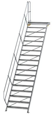 Scala in alluminio con piattaforma 45 °, gradini larghezza/profondità 1000/240 mm Stufe numero 18, altezza 3,75 m
