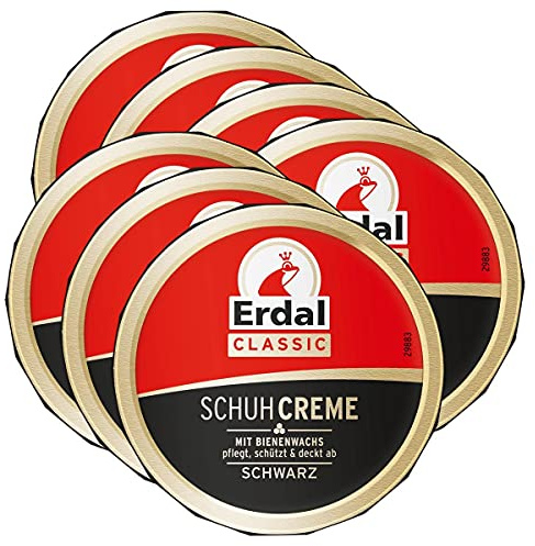 7x Erdal Classic Schuhcreme Schwarz - Dosencreme, pflegt, glänzt & schützt, 75 ml